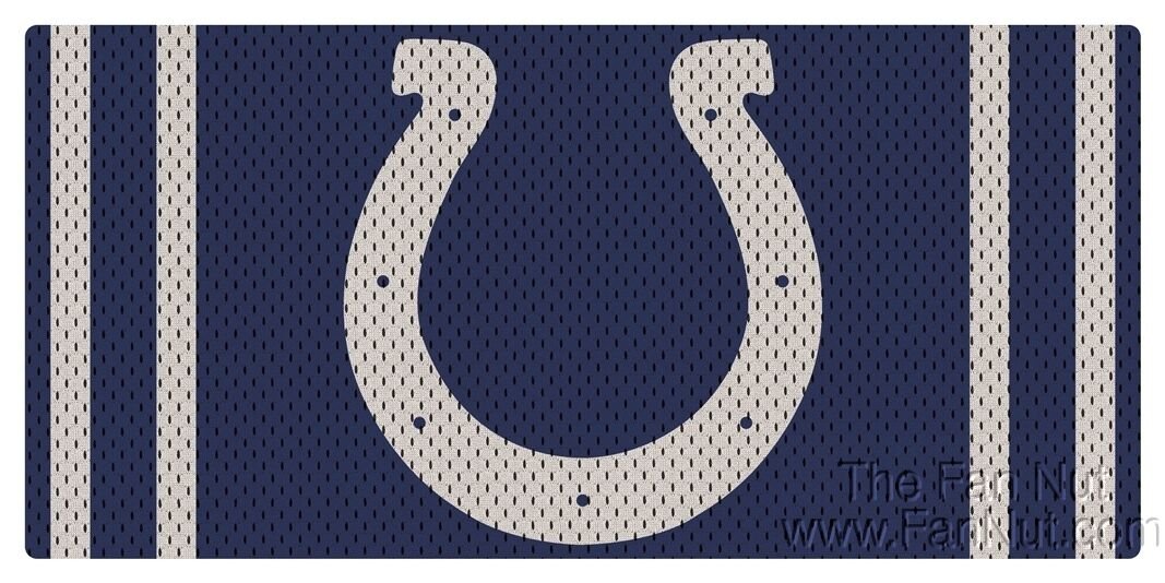 Indianapolis Colts Premium Laser Cut Tag License Plate, Jersey Style, Mirrored Acrylic Inlaid, 12x6 Inch