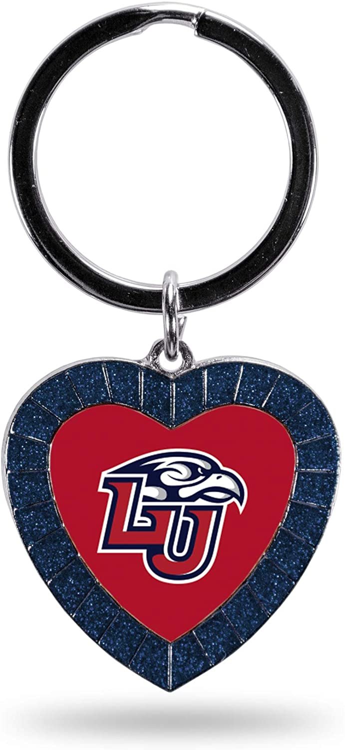Liberty Flames NCAA Rhinestone Heart Colored Keychain, Navy, 3-inches in length