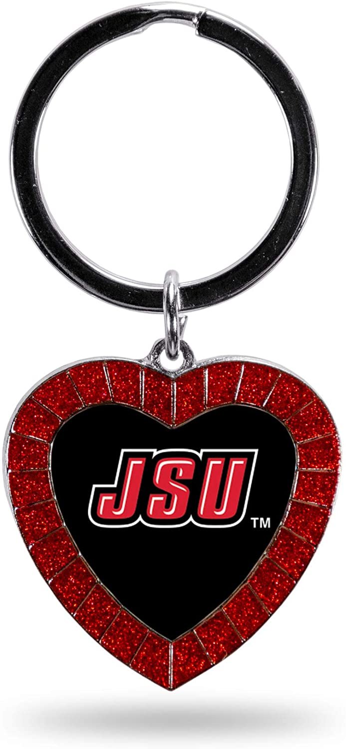 Jacksonville State Gamecocks NCAA Rhinestone Heart Colored Keychain, Red, 3-inches in length