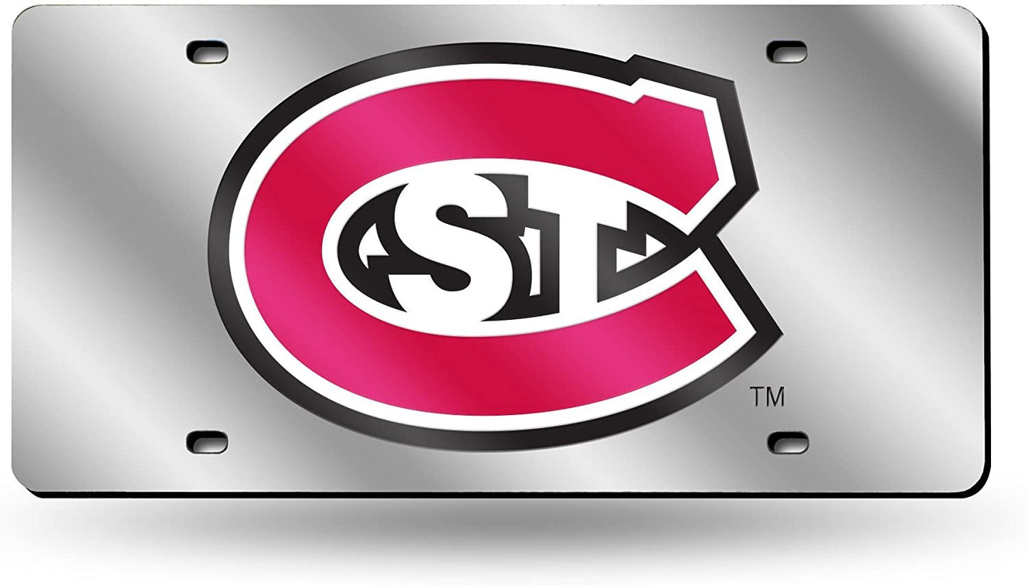 St Cloud State University Huskies Premium Laser Cut Tag License Plate, Mirrored Acrylic Inlaid, 6x12 Inch