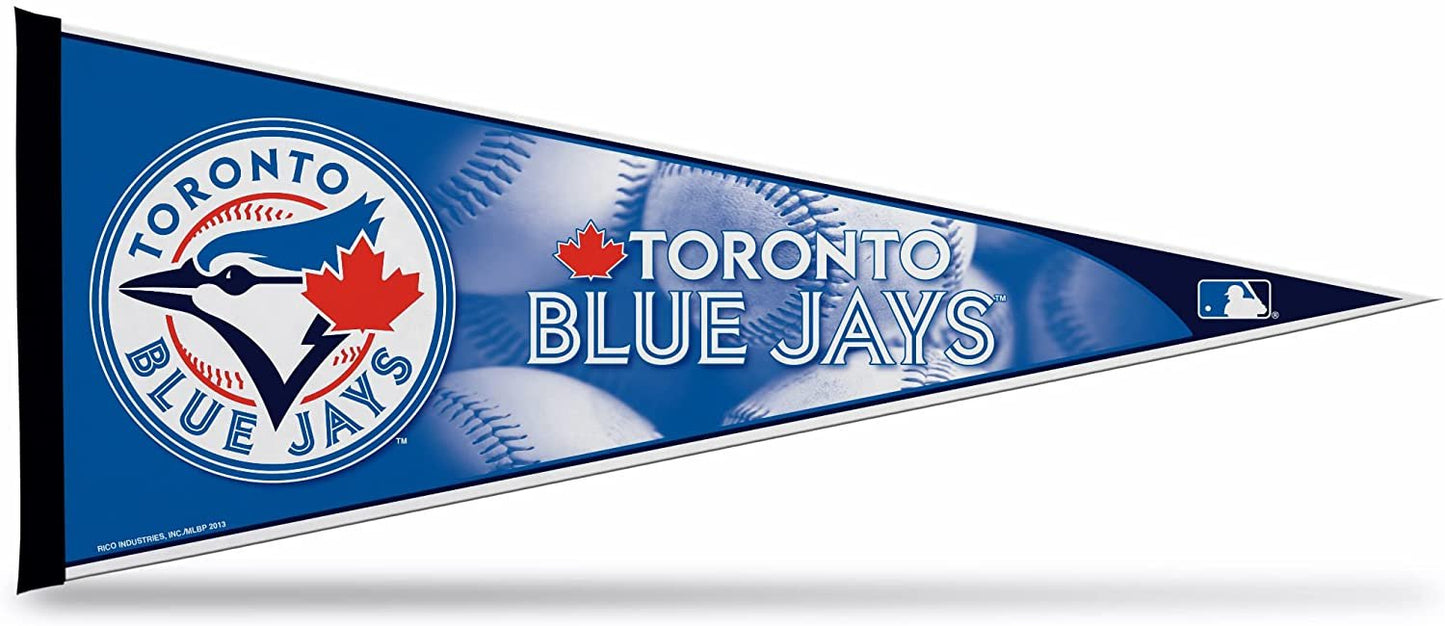 Toronto Blue Jays Soft Felt Pennant, Primary Design, 12x30 Inch, Easy To Hang