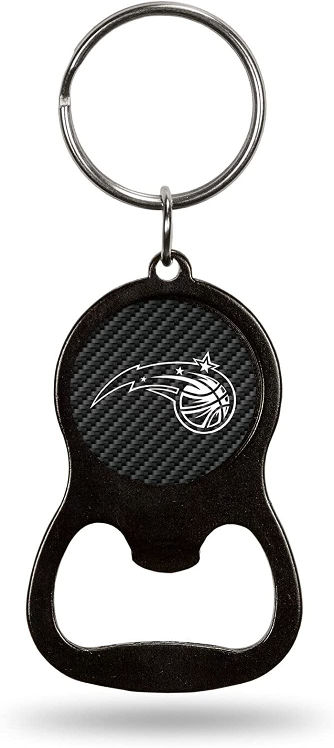 Orlando Magic Premium Solid Metal Keychain Bottle Opener, Carbon Fiber Design