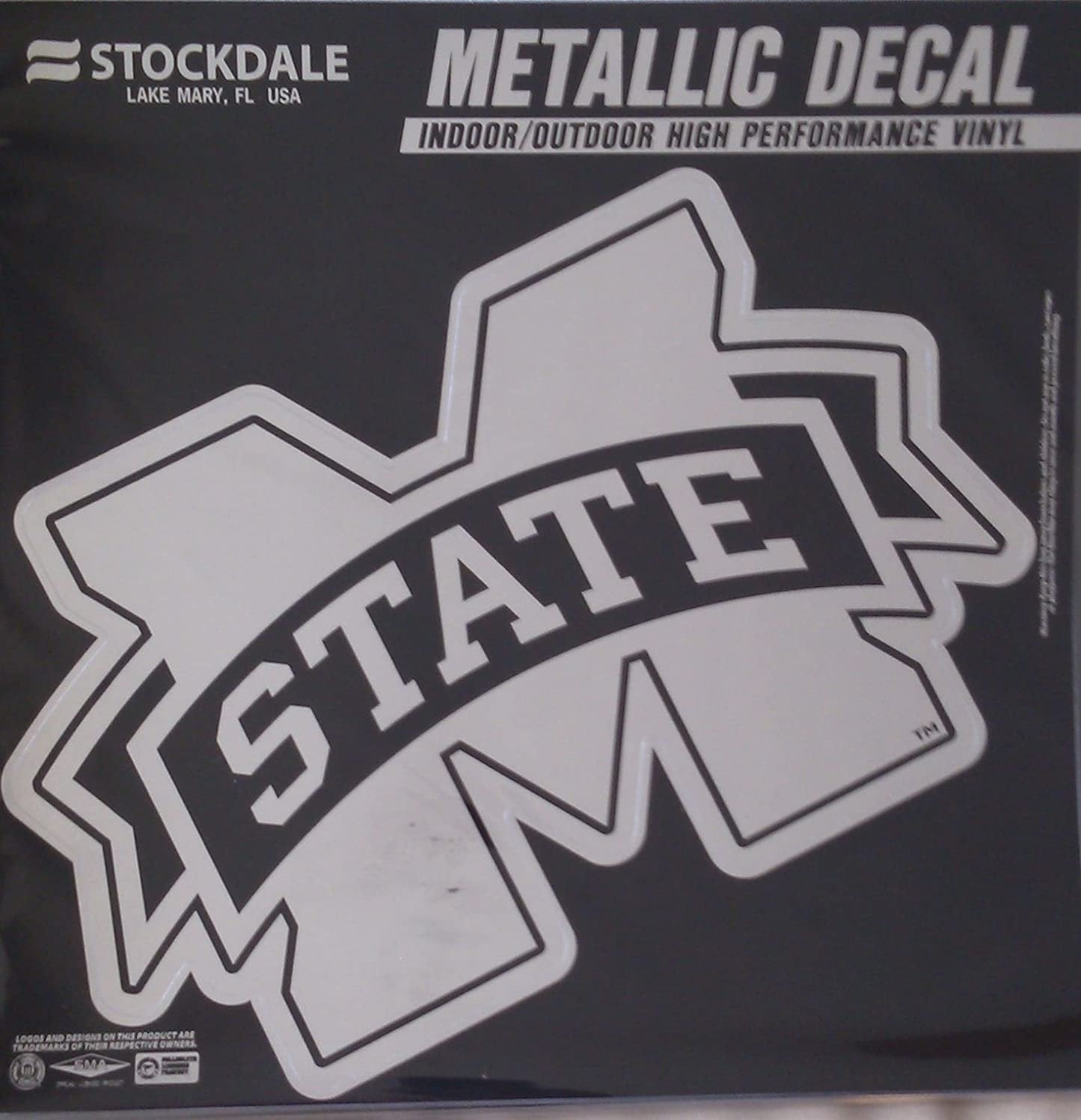 Mississippi State University Bulldogs 6 Inch Decal Sticker, Metallic Chrome Shimmer Design