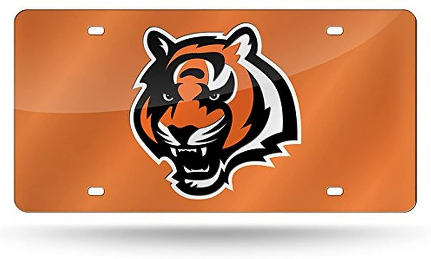 Cincinnati Bengals Premium Laser Cut Tag License Plate, Orange Mirrored Acrylic Inlaid, 12x6 Inch