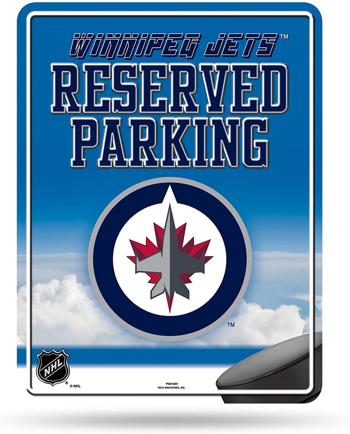 Winnipeg Jets Metal Wall Parking Sign, 8.5x11 Inch, Primary Design, Great for Man Cave, Bed Room, Office, Home Decor