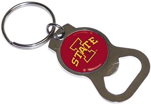Iowa State State University Cyclones Premium Solid Metal Bottle Opener Keychain, Silver Key Ring, Team Logo