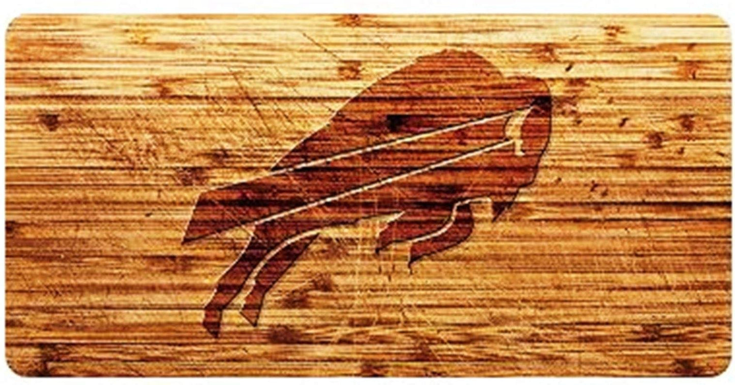 Buffalo Bills Premium Laser Tag License Plate, Acrylic Inlaid, Wood Grain Design, 12x6 Inch