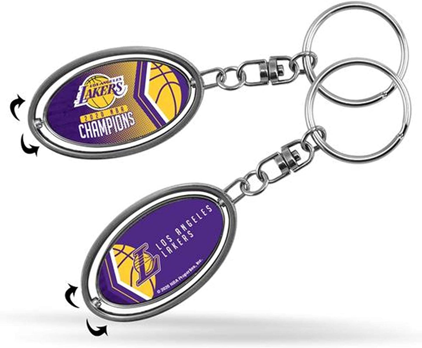 Los Angeles Lakers 2020 Champions Premium Metal Keychain, 2-Sided Spinner, Oval Fob