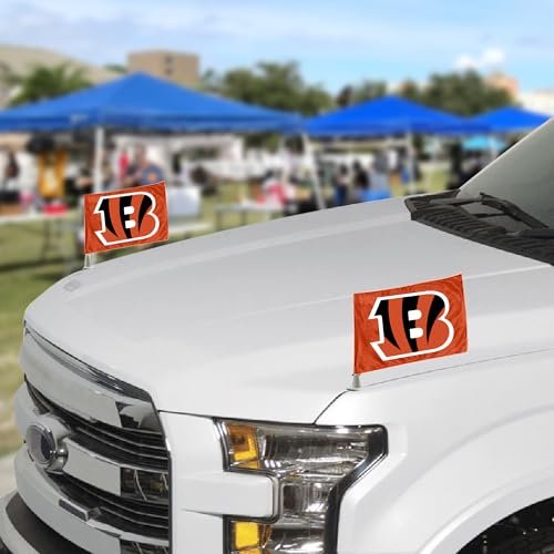 Cincinnati Bengals Car Flag Set, Ambassador Style, 4x6 Inch Double Sided Flags, Set of 2