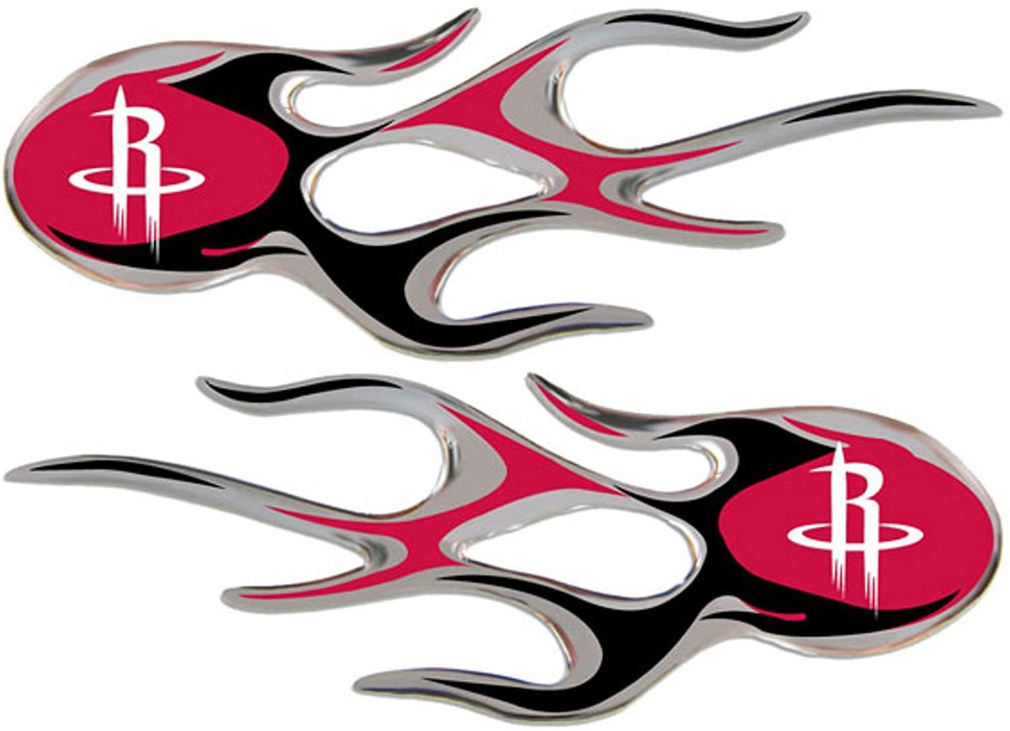 Houston Rockets 2-Piece Drip Molded Plastic Raised Flame Flames Decal Emblem Sticker Basketball