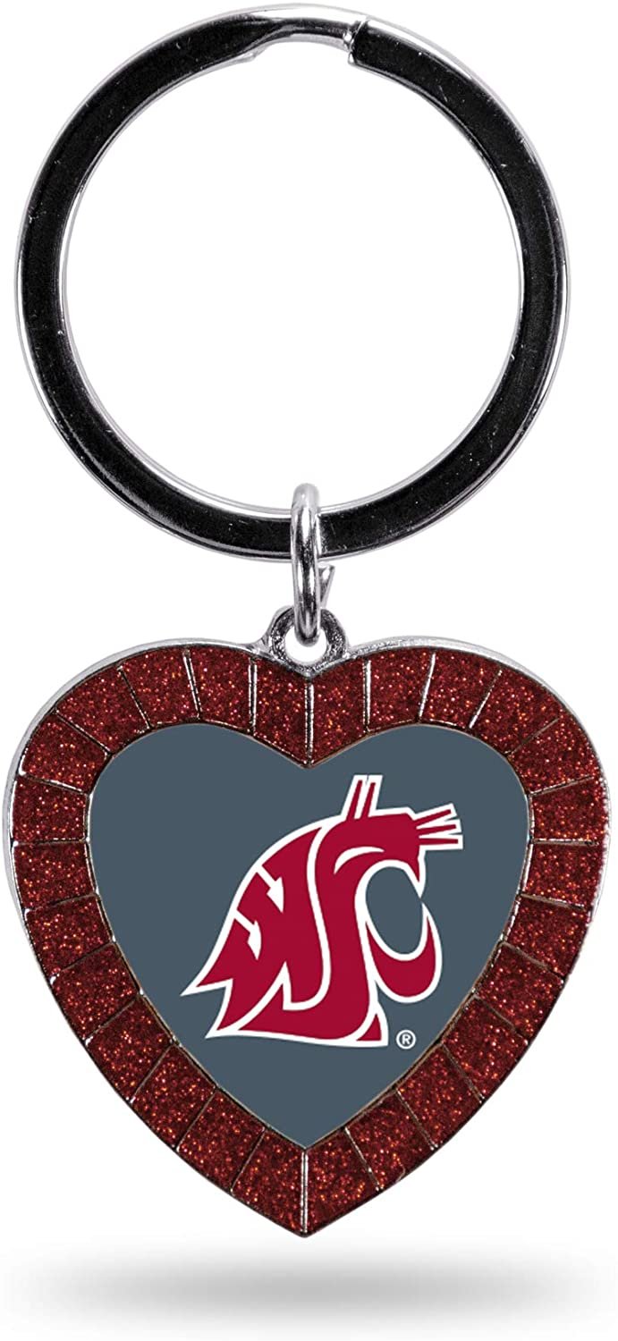 Washington State Cougars NCAA Rhinestone Heart Colored Keychain, Maroon, 3-inches in length