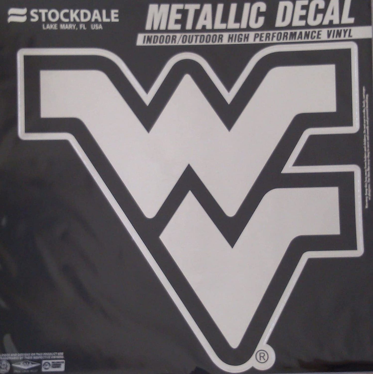 West Virginia University Mountaineers 12 Inch Decal Sticker, Metallic Chrome Shimmer Design