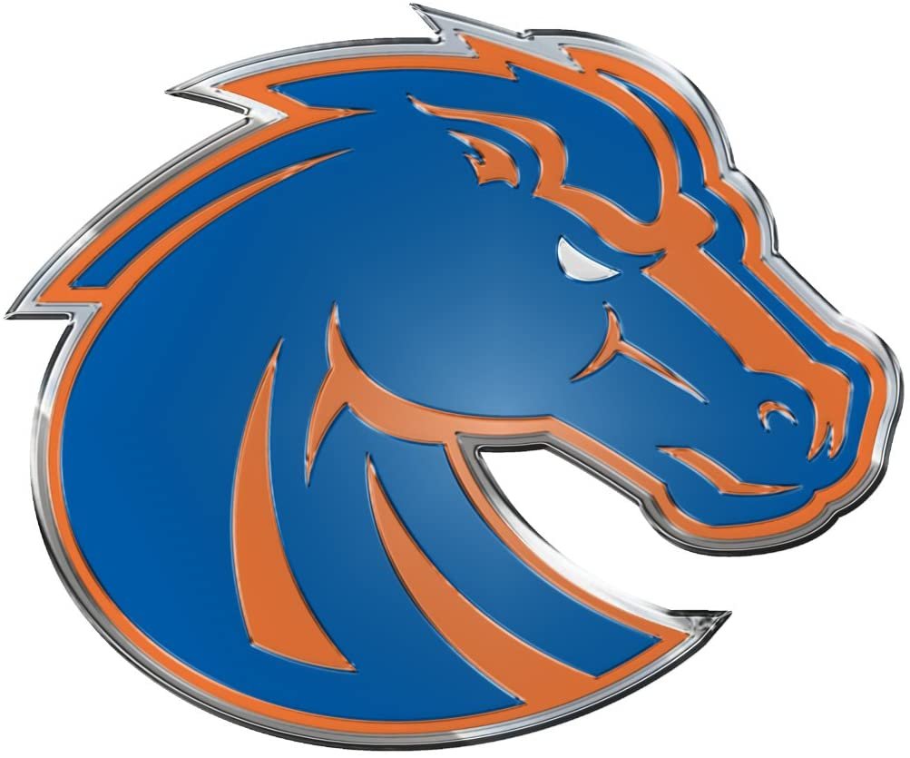 Boise State University Broncos Auto Emblem, Aluminum Metal, Embossed Team Color, Raised Decal Sticker, Full Adhesive Backing