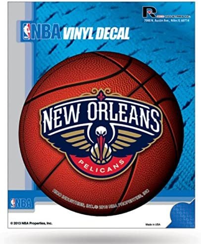 New Orleans Pelicans 4 Inch Round Decal Sticker, Flat Vinyl, Full Adhesive Backing, Officially Licensed