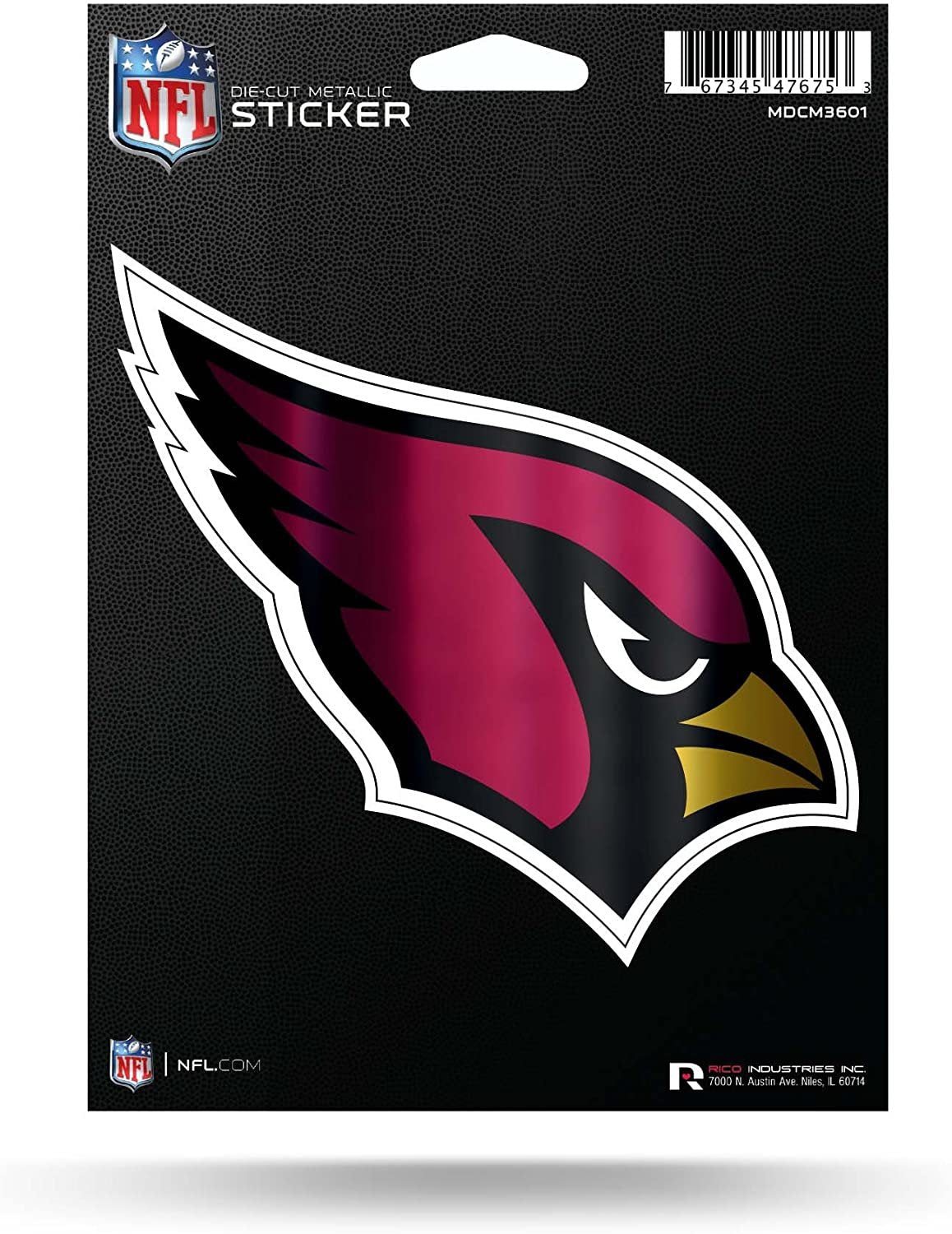 Arizona Cardinals 5 Inch Die Cut Flat Vinyl Decal Sticker Chrome Metallic Shimmer Design Adhesive Backing