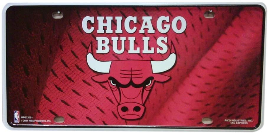 Chicago Bulls Metal Auto Tag License Plate, Logo Design, 6x12 Inch
