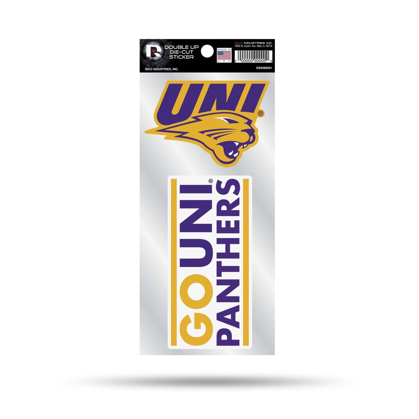 University of Northern Iowa Panthers Sticker Decal Sheet 2-Piece, 4 Inch Double Up