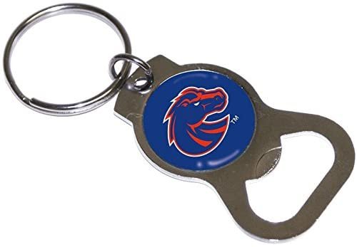 Boise State University Broncos Premium Solid Metal Bottle Opener Keychain, Silver Key Ring, Team Logo