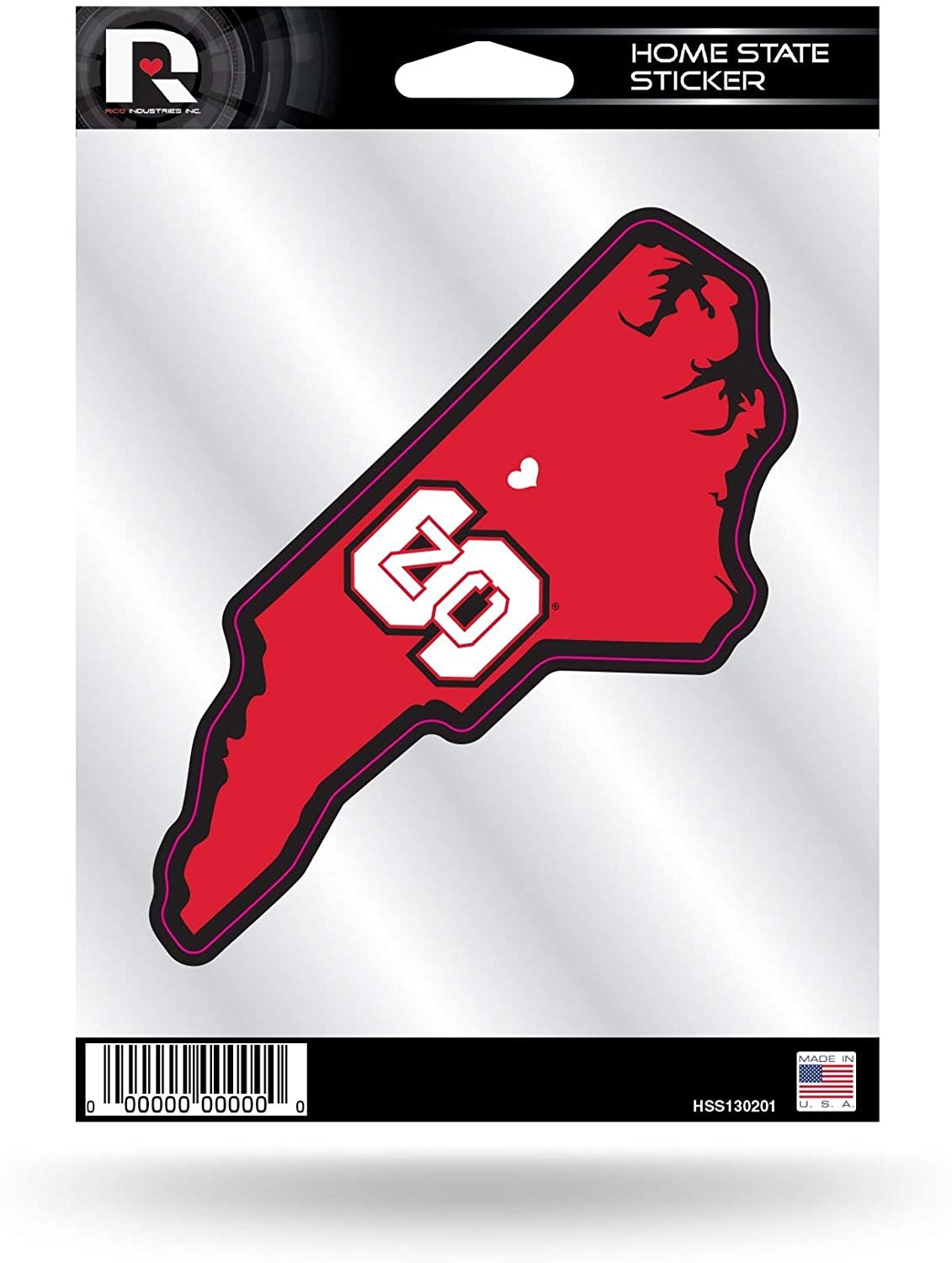 North Carolina State University Wolfpack 5 Inch Decal Sticker, Home State Design, Flat Vinyl, Full Adhesive Backing