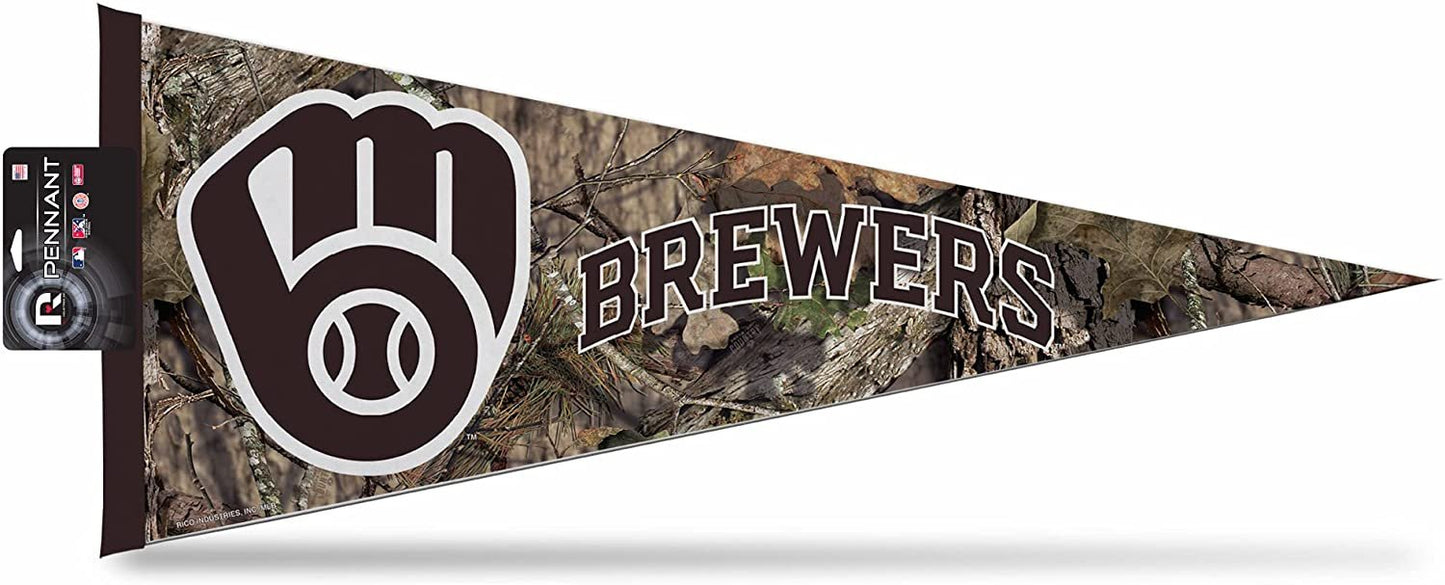 Milwaukee Brewers Pennant Mossy Oak Camo Design Felt 12x30 Inch