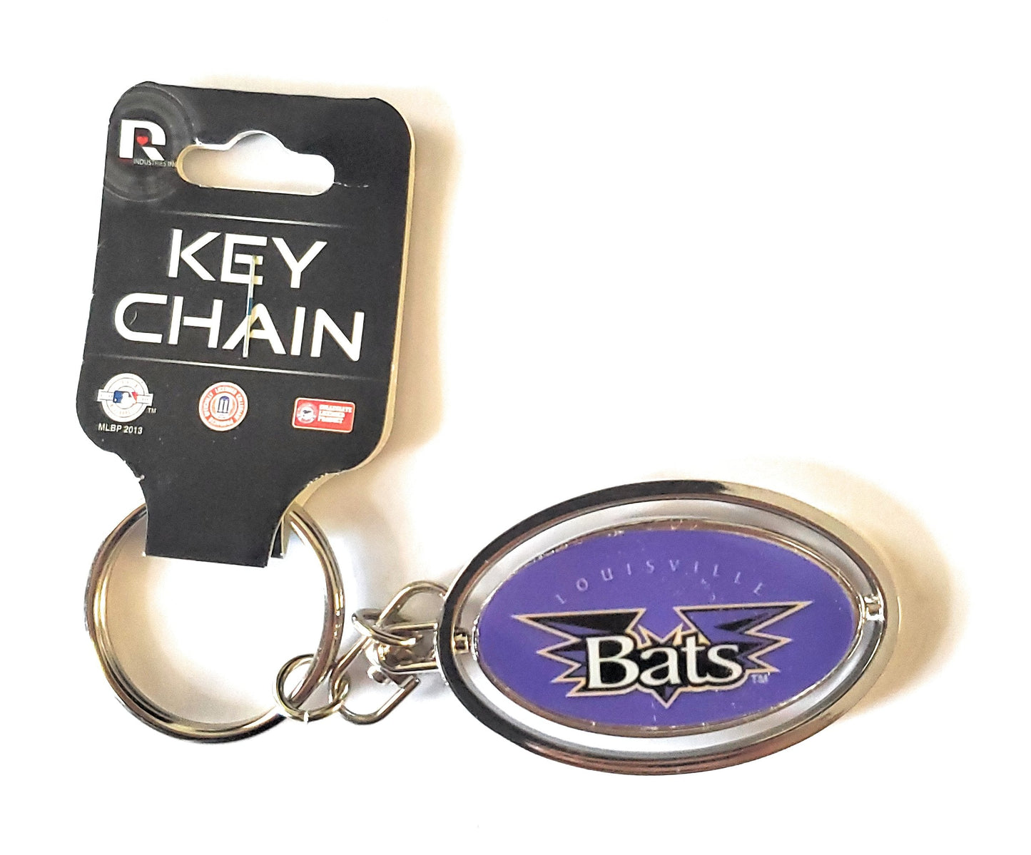 Louisville Bats Metal Keychain Oval 2-sided Spinner Baseball Minor League
