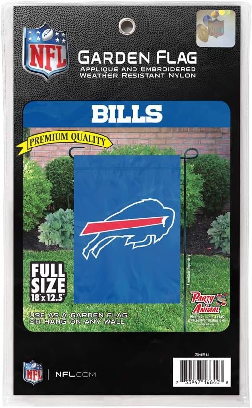 Buffalo Bills Premium Garden Flag Banner, 12.5x18 Inch, Embroidered Applique, Nylon