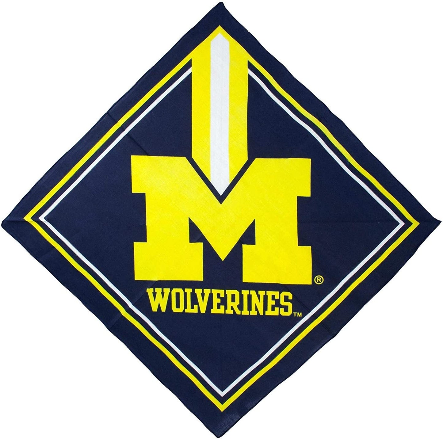 University of Michigan Wolverines Bandana, Traditional Design, 21x21 Inch