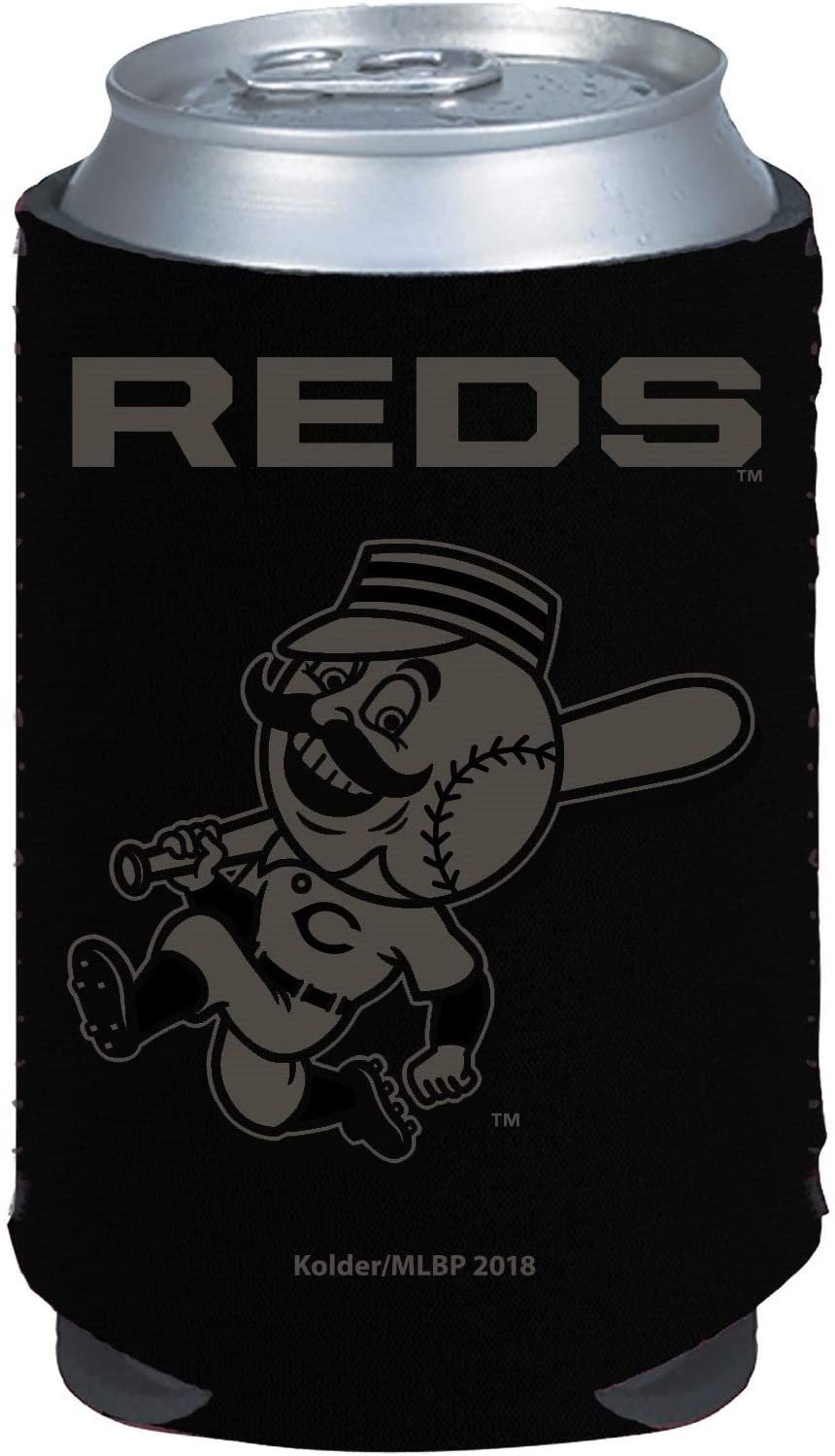 Cincinnati Reds 2-Pack Tonal Black Design 12oz CAN Neoprene Beverage Insulator Holder Cooler Baseball