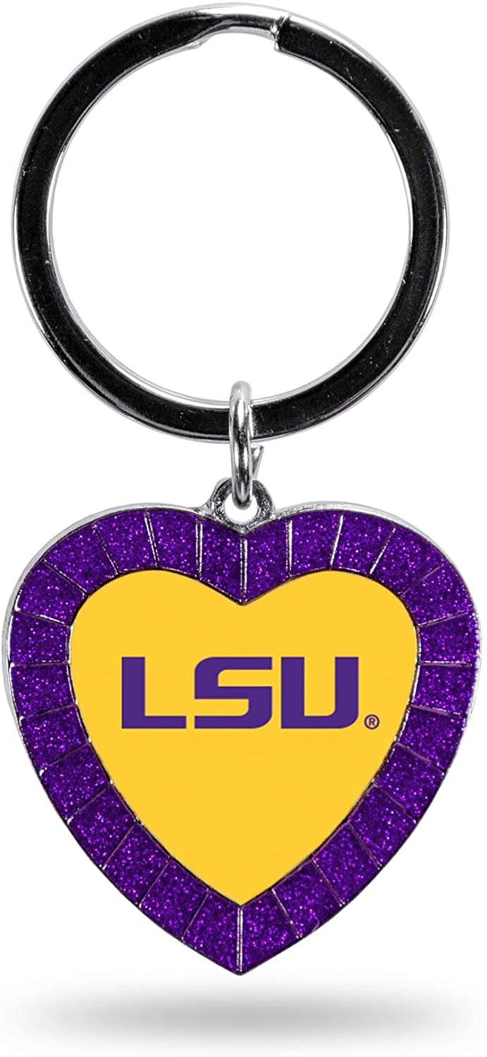 Louisiana State University LSU Tigers Rhinestone Heart Colored Keychain, Purple, 3-inches in length