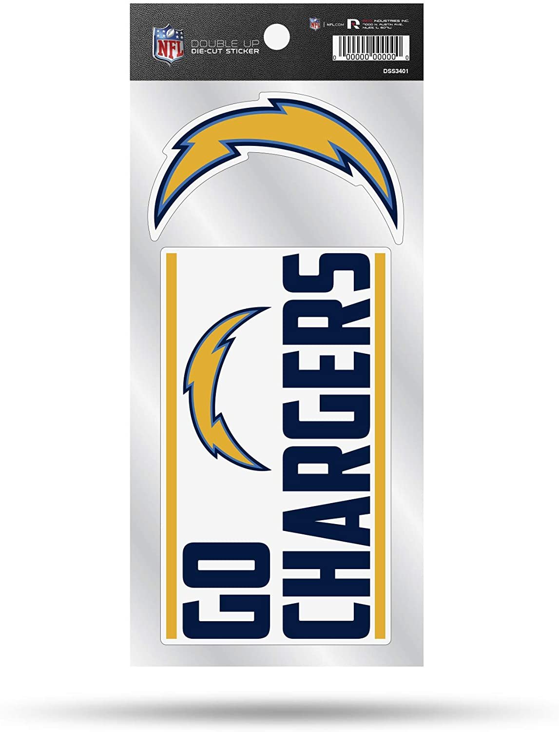 Los Angeles Chargers Double Up Die Cut 2-Piece Sticker Sheet, 4x9 Inch Sheet