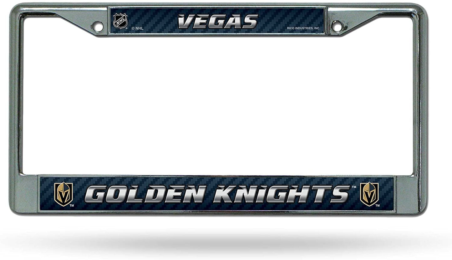 Vegas Golden Knights Premium Metal License License Plate Frame Chrome Tag Cover, 12x6 Inch