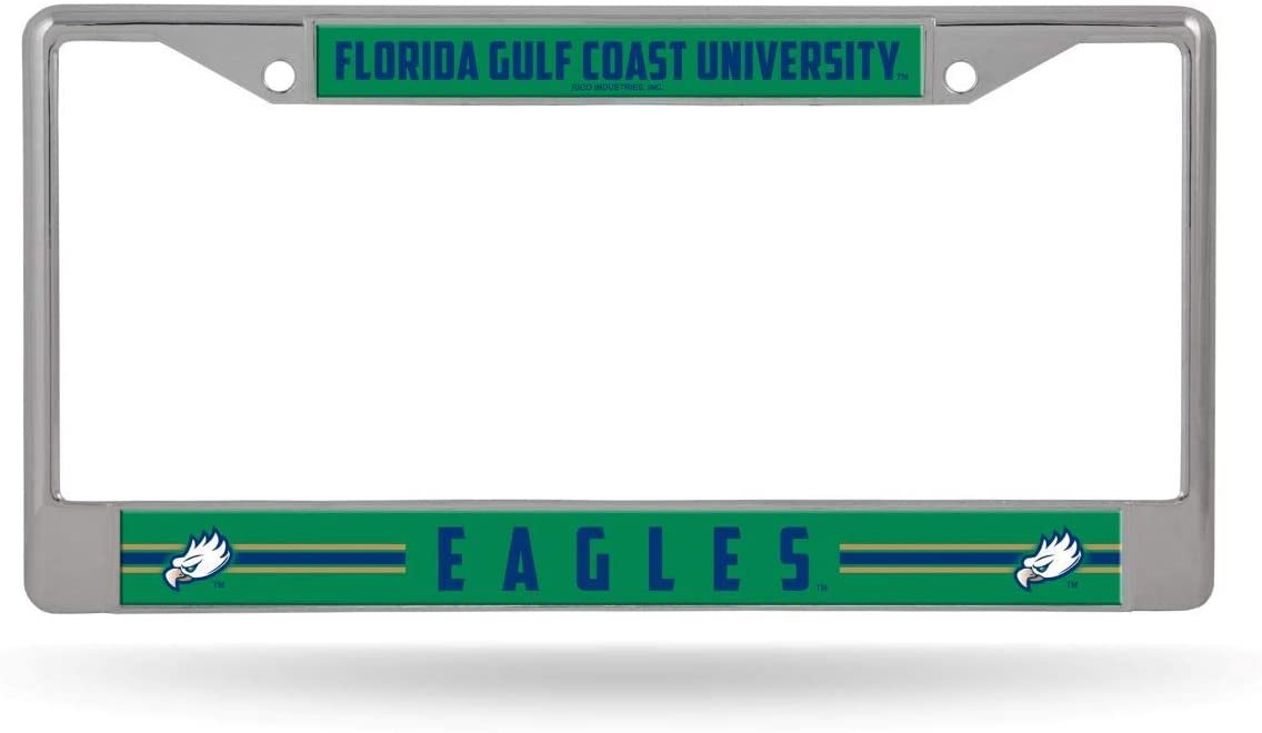Florida Gulf Coast University Eagles Chrome Metal License Plate Frame Tag Cover, 12x6 Inch