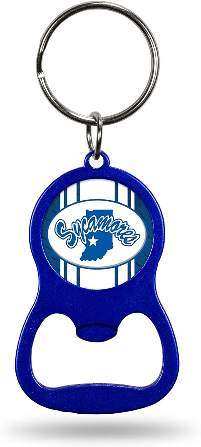 Indiana State University Sycamores Premium Solid Metal Bottle Opener Keychain, Key Ring, Team Color