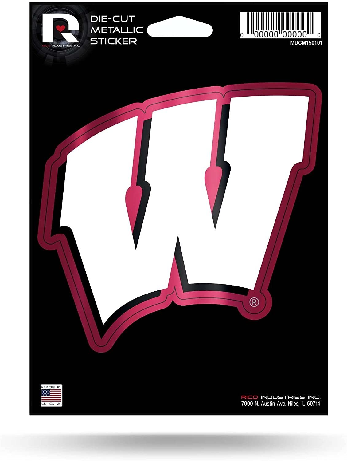 University of Wisconsin Badgers 5 Inch Sticker Decal Metallic Shimmer Design Flat Vinyl