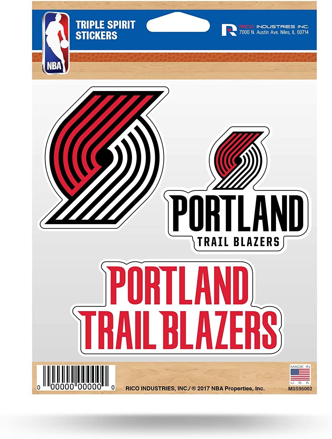 Portland Trail Blazers Die Cut 3-Piece Triple Spirit Sticker SheetDie Cut 3-Piece Triple Spirit Sticker Sheet, Red, 5.75