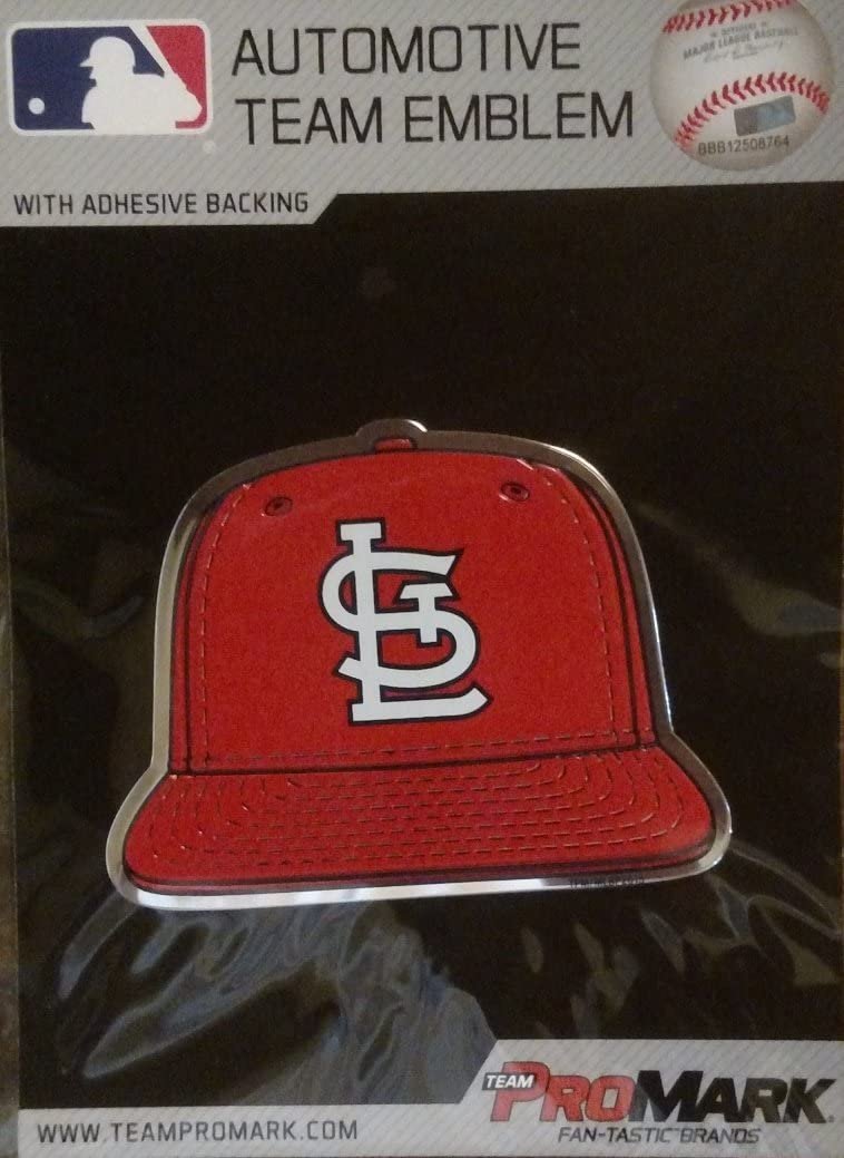 St Louis Cardinals Baseball Cap Auto Emblem, Aluminum Metal, Embossed Team Color, Raised Decal Sticker, Full Adhesive Backing