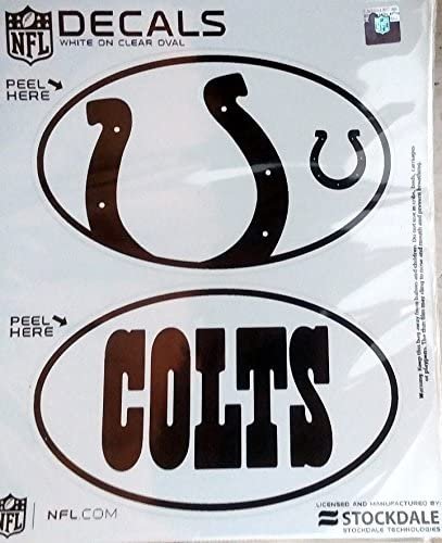 Indianapolis Colts 2-Piece White and Clear Euro Decal Sticker Set, 4x2.5 Inch Each