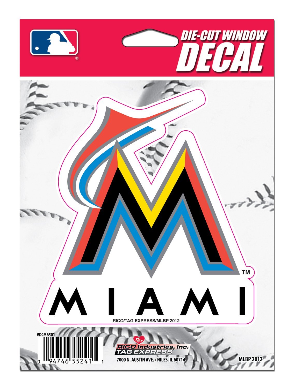 Miami Marlins 5 Inch Vinyl Die Cut Decal Sticker, Full Adhesive Backing, Peel & Stick