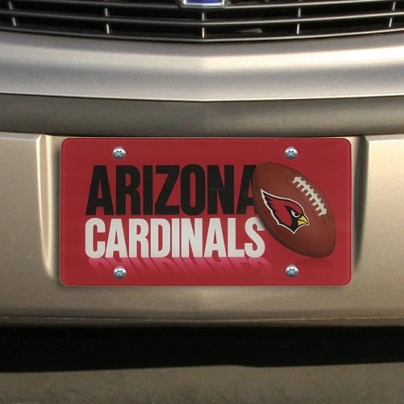 Arizona Cardinals Premium Laser Tag License Plate, Mirrored Acrylic, Printed, 12x6 Inch