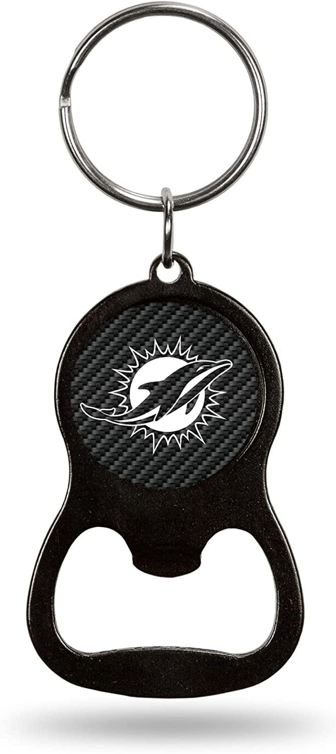 Miami Dolphins Keychain Bottle Opener Carbon Fiber Design Metal Football