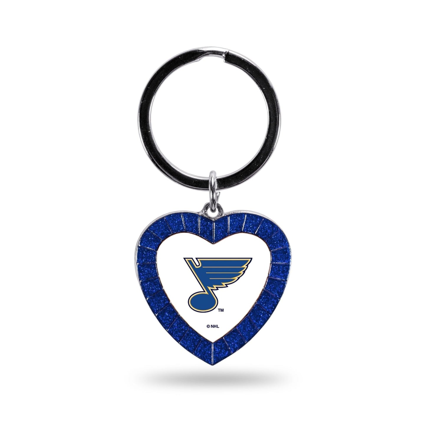 St Louis Blues Metal Keychain, Team Color Rhinestone Heart