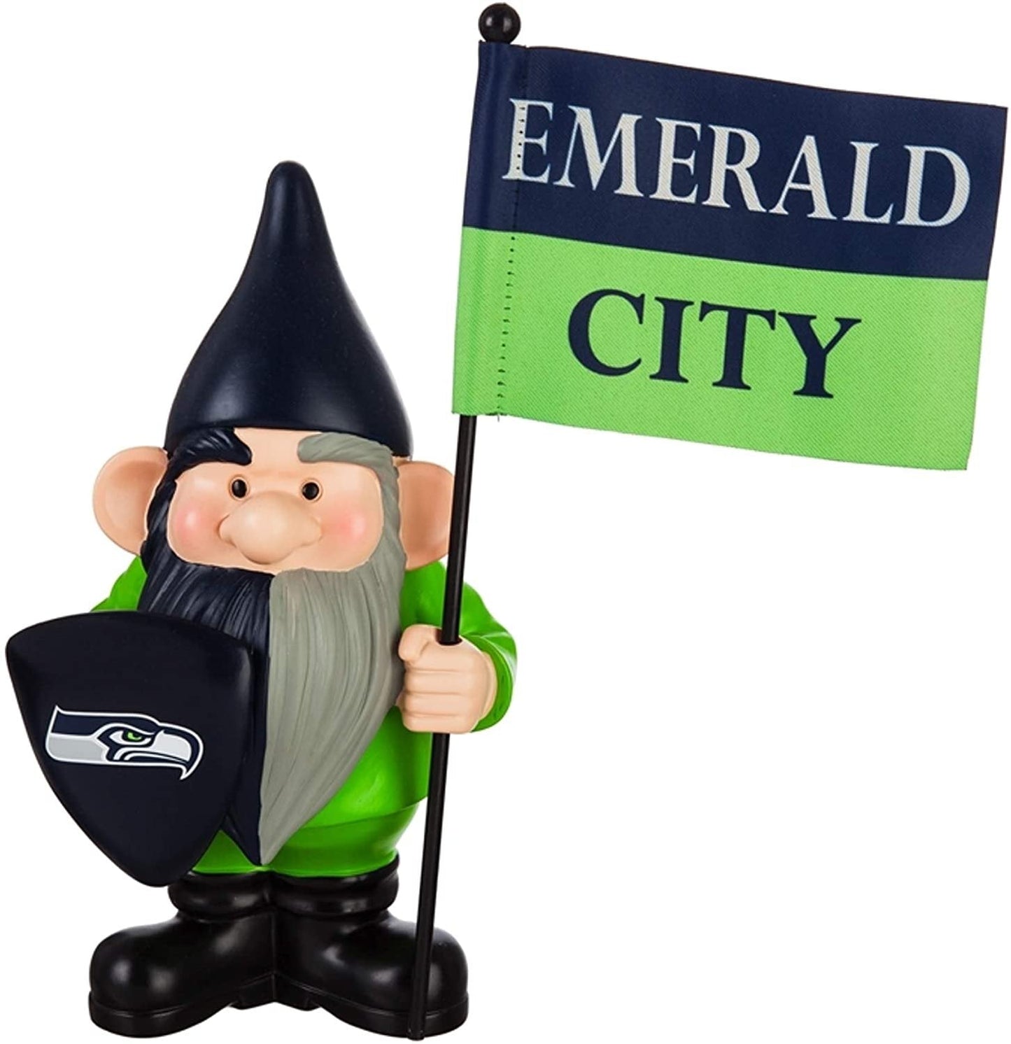 Seattle Seahawks 10 Inch Outdoor Garden Gnome, Includes Team Flag, Officially Licensed