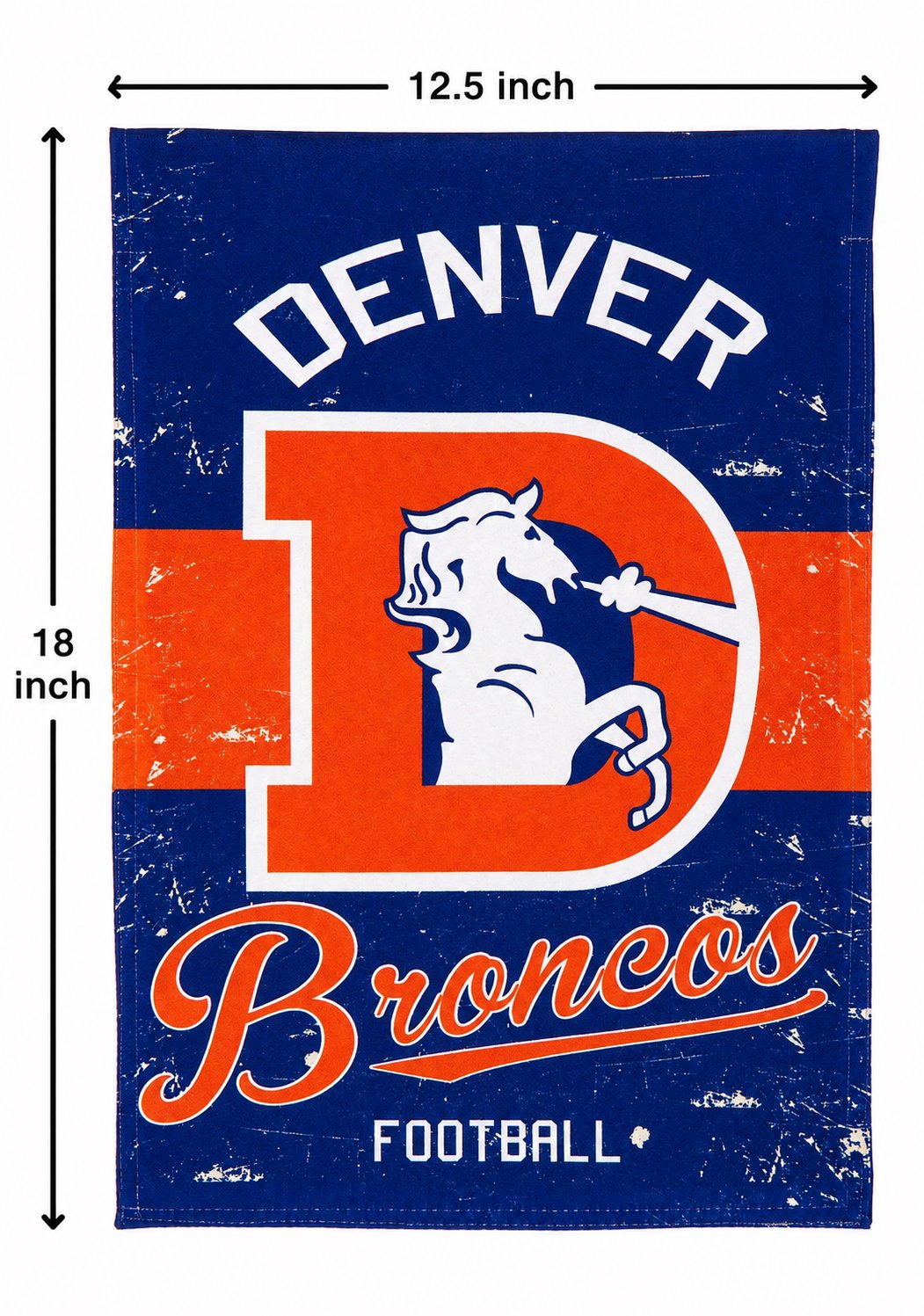 Denver Broncos Premium Garden Flag Banner, Double Sided, Retro Vintage Style, Linen, 13x18 Inch