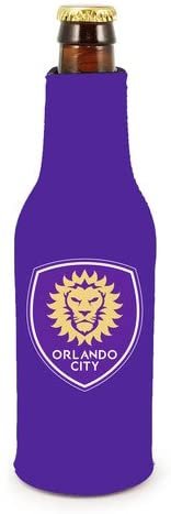 Orlando City MLS 16oz Drink Zipper Bottle Cooler Insulated Neoprene Beverage Holder, Logo Design