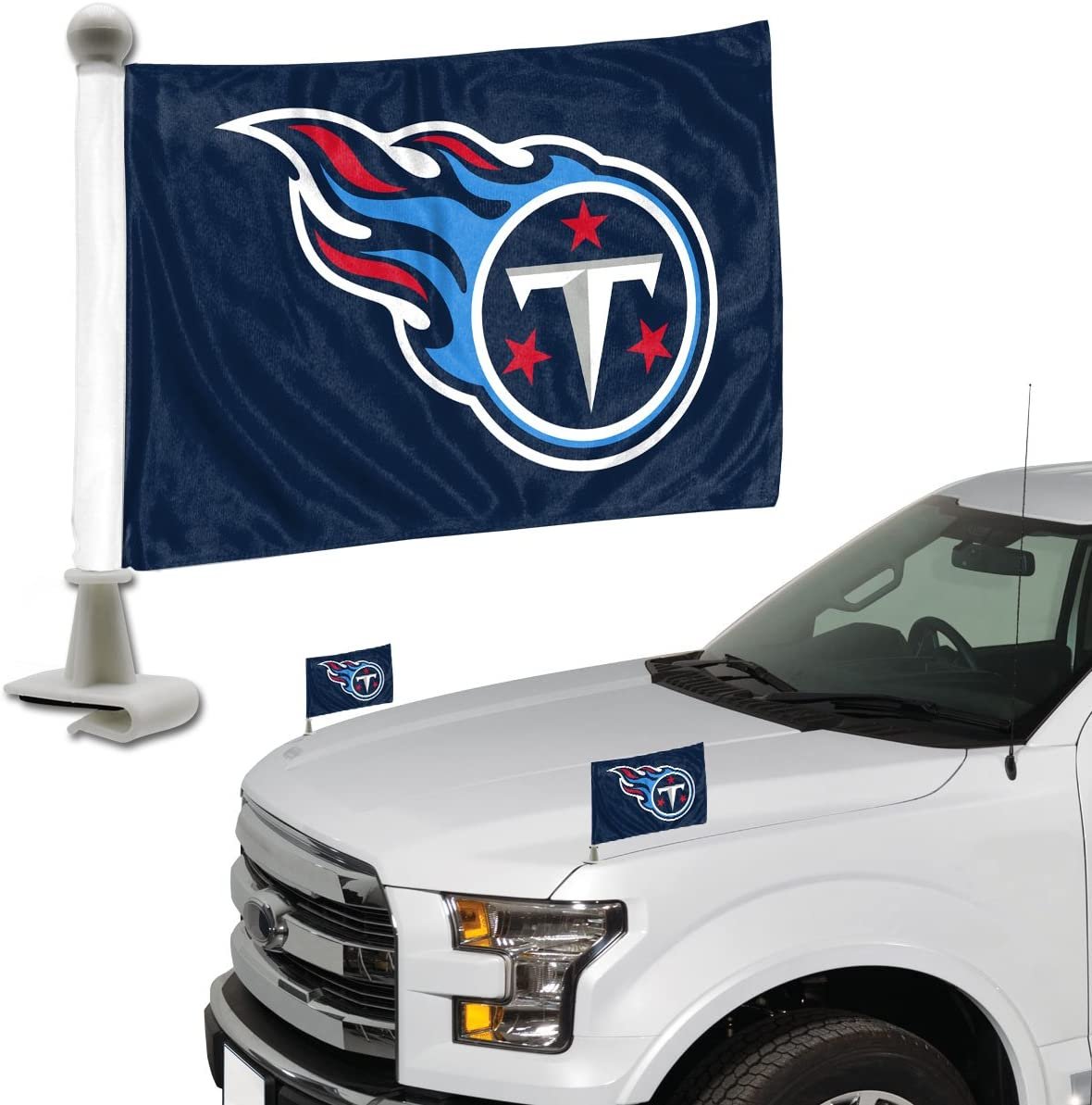 Tennessee Titans Car Flag Set, Ambassador Style, 4x6 Inch Double Sided Flags, Set of 2