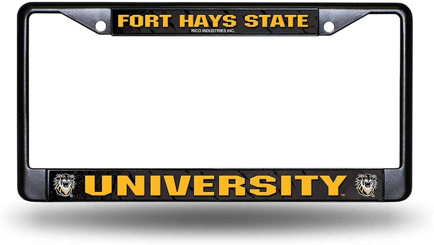 Fort Hays State University Tigers Black Metal License Plate Frame Chrome Tag Cover 6x12 Inch