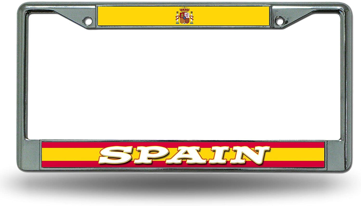 Spain National Soccer Team World Cup Chrome Metal License Plate Frame Tag Cover, 6x12 Inch
