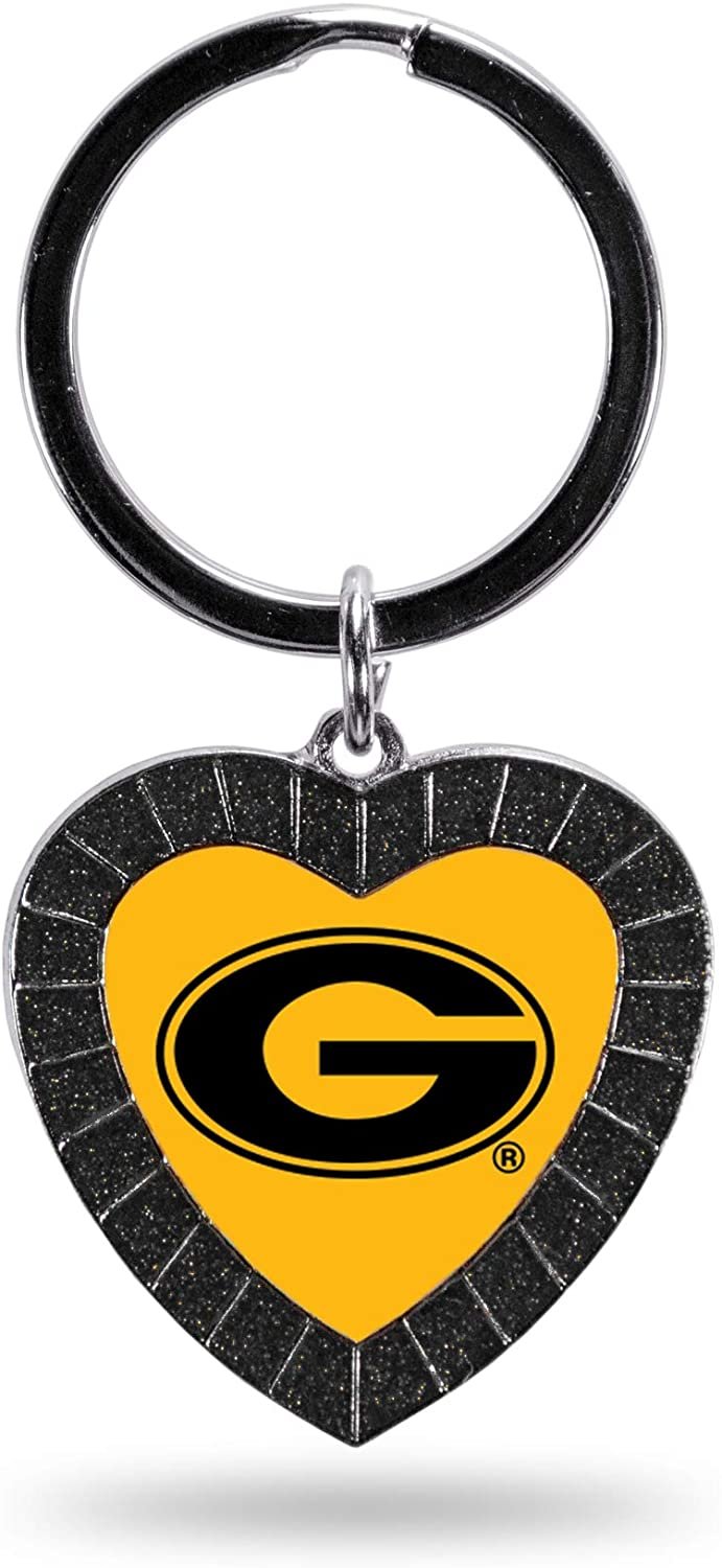 Grambling State Tigers NCAA Rhinestone Heart Colored Keychain, Black, 3-inches in length