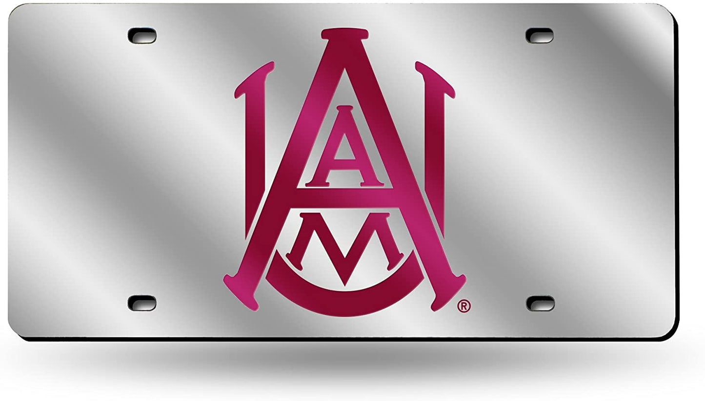 Alabama A&M University Bulldogs Premium Laser Cut Tag License Plate, Mirrored Acrylic Inlaid, 6x12 Inch