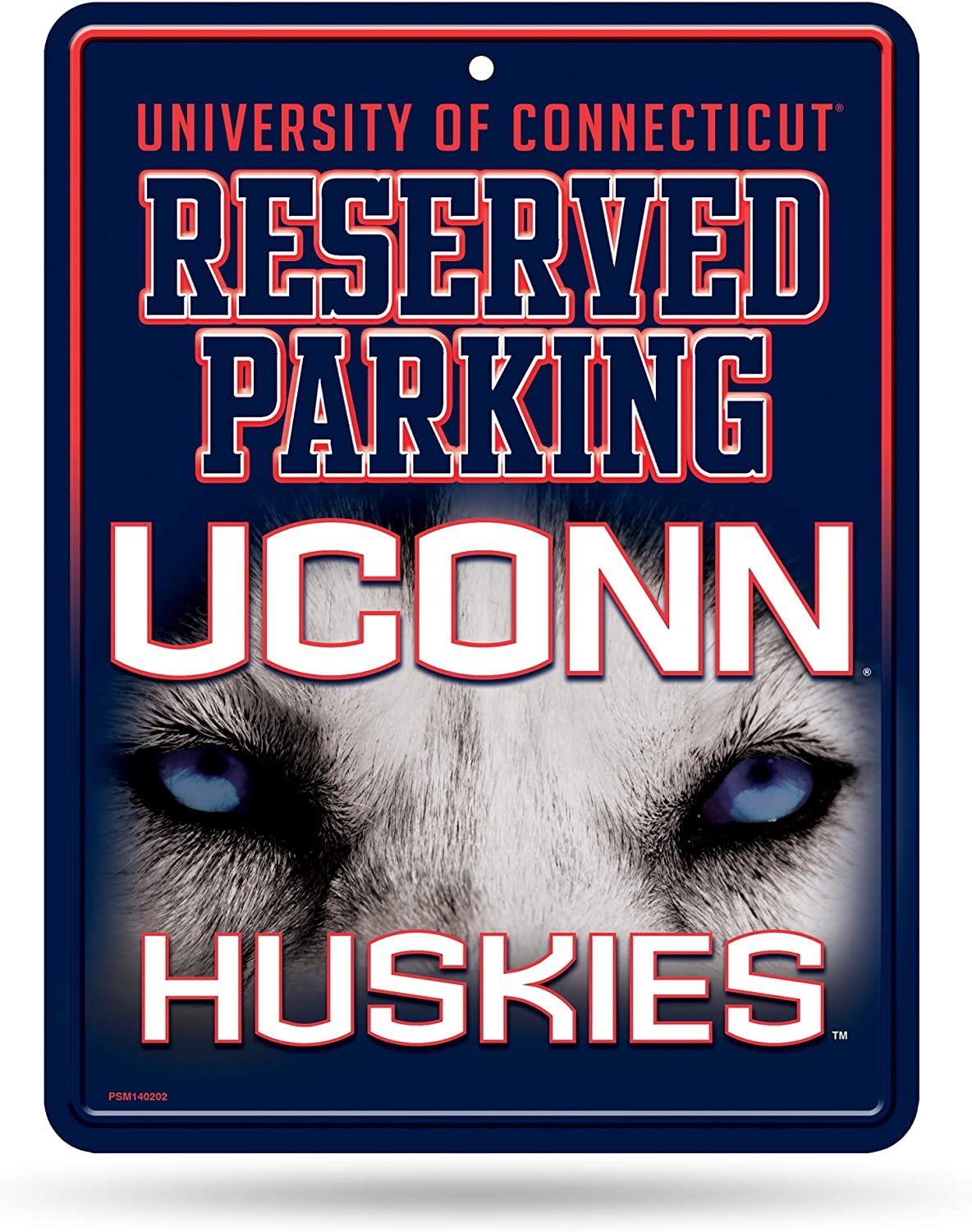 University of Connecticut Huskies Uconn Metal Wall Parking Sign, 8.5x11 Inch, Primary Design, Great for Man Cave, Bed Room, Office, Home Decor